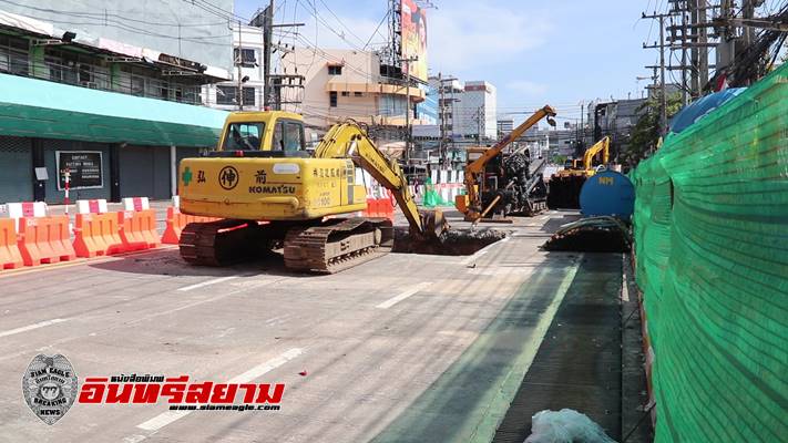 ชลบุรี-ดำเนินการก่อสร้างโครงการระบบระบายน้ำถนนพัทยาใต้