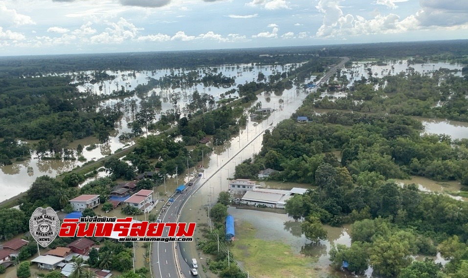 อุบลราชธานี-กระทรวงทรัพยากรธรรมชาติและสิ่งแวดล้อม บินสำรวจลำน้ำมูลและน้ำชี พื้นที่ประสบอุทกภัย