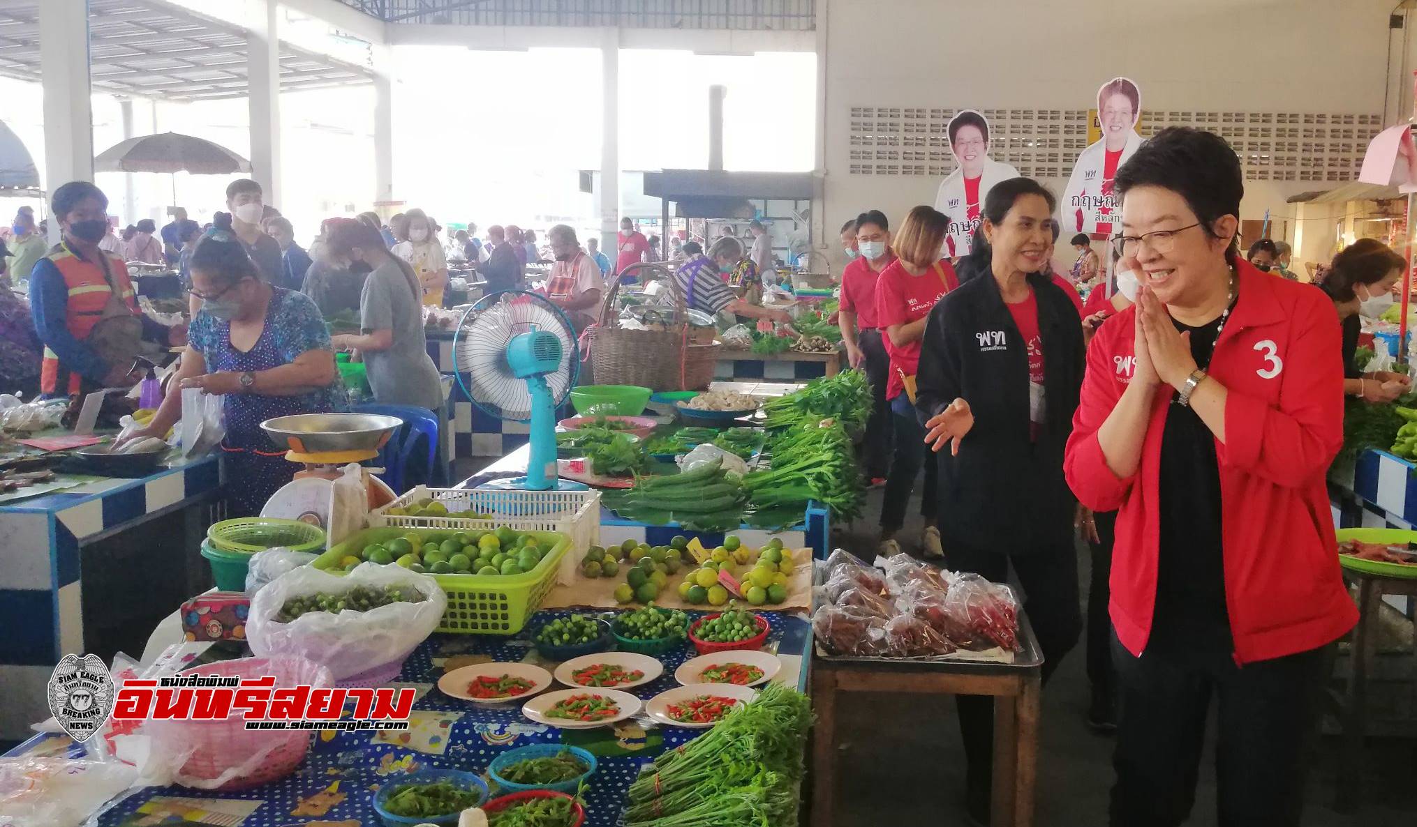 อุตรดิตถ์-อดีต รมต.กฤษณา เบอร์ 3 พรรคเพื่อไทยลุยหาเสียงตลาดเช้าคลองโพ